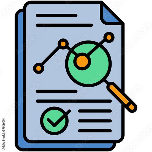 Overview Icon. Financial Analysis Audit Symbol. Line Filled Icon Vector Stock