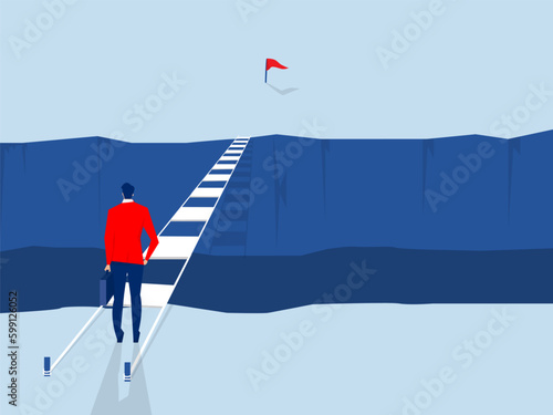 Businessman standing to way and choosing direction to success vector illustration