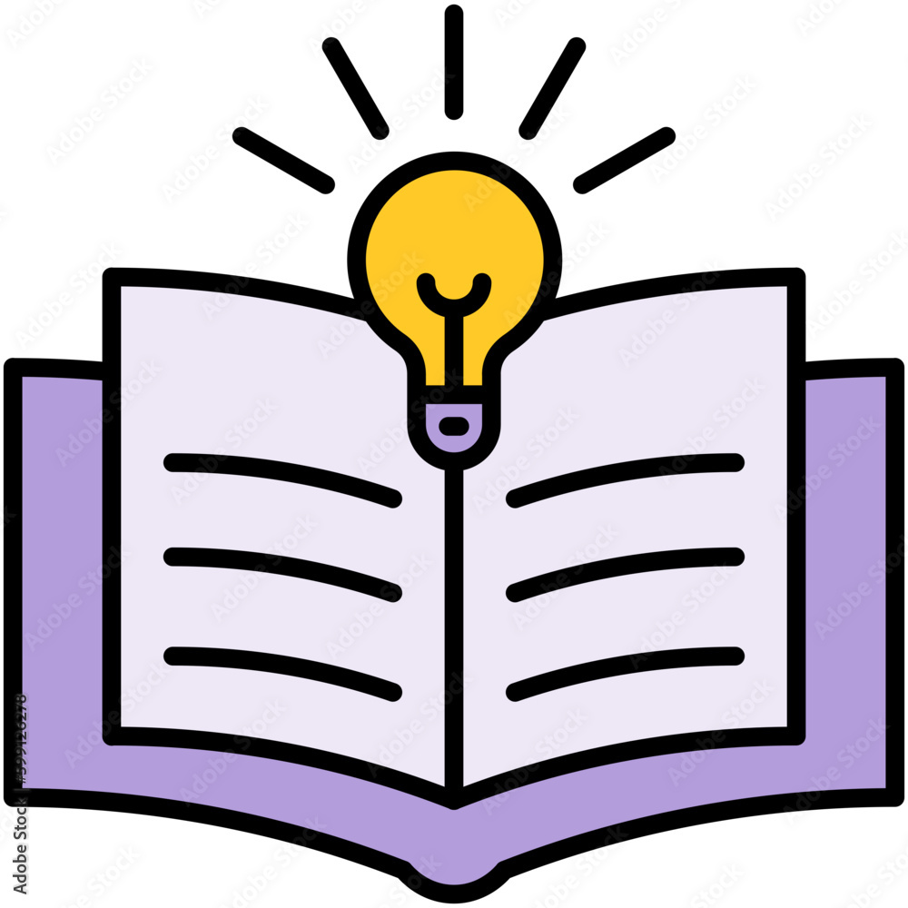 Knowledge Icon. Light Bulb Education Symbol. Line Filled Icon Vector Stock