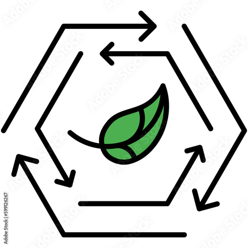 Recycle Icon. Free Plastic Leaf Symbol. Line Filled Icon Vector Stock