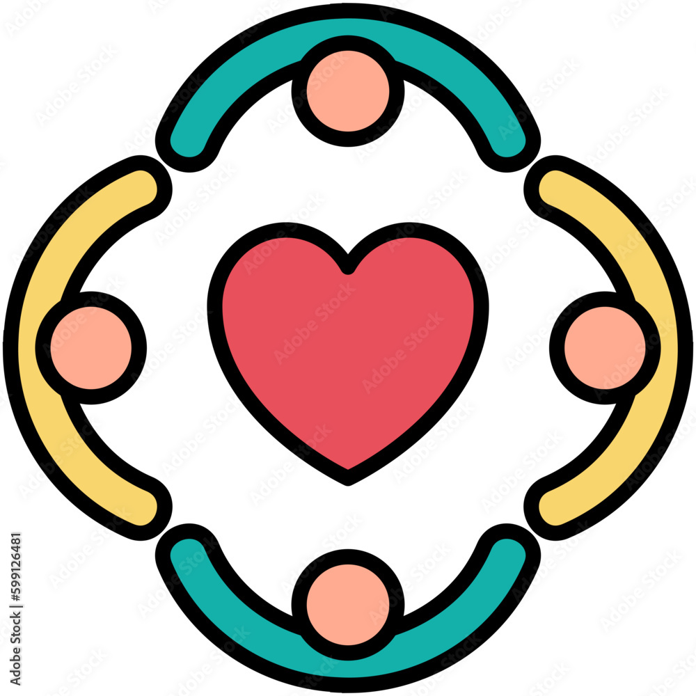 Community Icon. Teamwork Care Support Symbol. Line Filled Icon Vector Stock Community Icon. Teamwork Care Support Symbol. Line Filled Icon Vector Stock