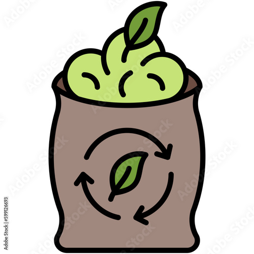 Compostable Icon. Bio Decompose Symbol. Line Filled Icon Vector Stock