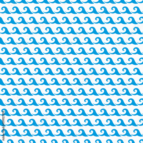 Ocean and sea water blue surf lines vector seamless pattern background. Marine wave pattern with ocean ripple splash texture, blue surf or summer water flow swings and wave tide curls