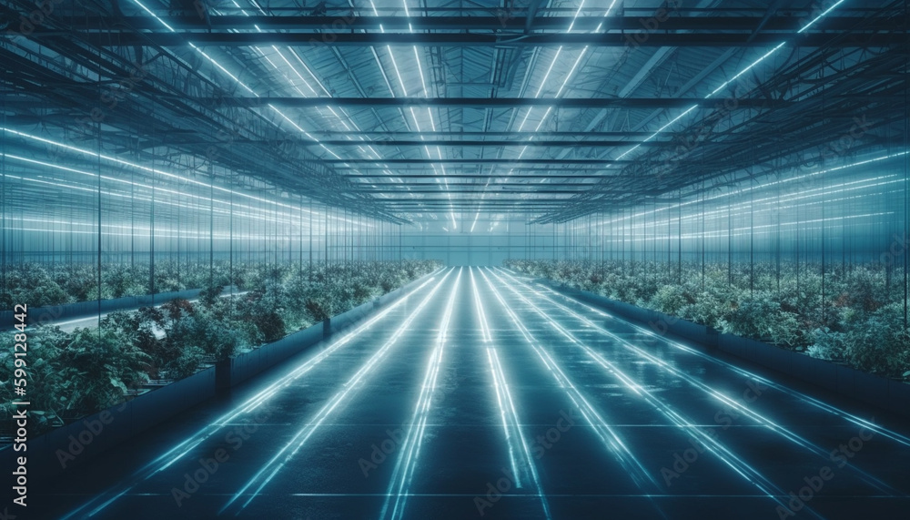 Bright futuristic cityscape glows in digitally generated image generated by AI Bright futuristic cityscape glows in digitally generated image generated by AI