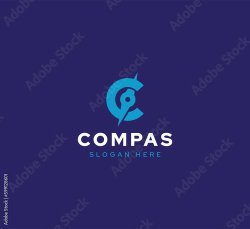 C letter for compass icon symbol vector logo design