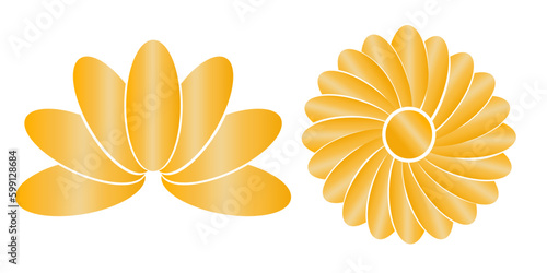 Golden lotus flat vector illustration for vesak buddha
