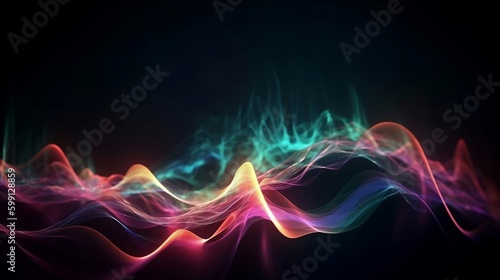 3d render. Abstract futuristic background with blurry glowing waves and neon lines. Spiritual energy concept, fantastic digital wallpaper