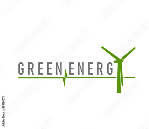 Wind turbine icon, green energy, eco power and environment, vector windmill. Clean energy plant or renewable electric power technology, wind mill or turbine generator of sustainable green energy