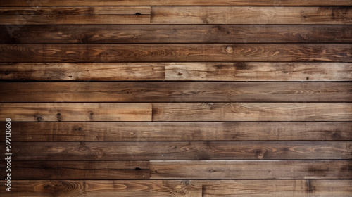 wooden wall with dark brown stains. Generative Ai