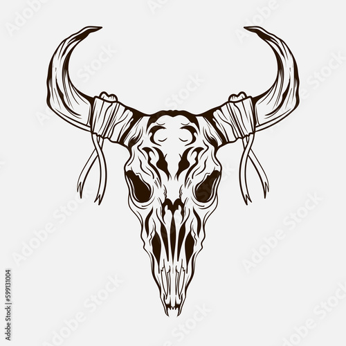 tattoo and t shirt design black and white hand drawn goat skull engraving ornament