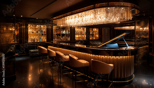 Luxury nightclub with modern architecture and lighting generated by AI