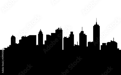 Silhouette of city and downtown with skyscraper isolated template