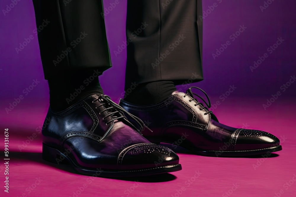 Purple Backdrop With Employer Shoes And Copyspace Generative AI