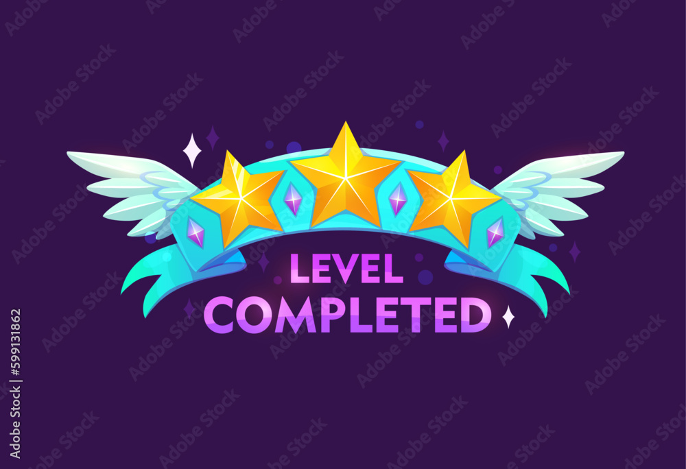 Grafika wektorowa Stock: Game level complete. Arcade achievement rating ...