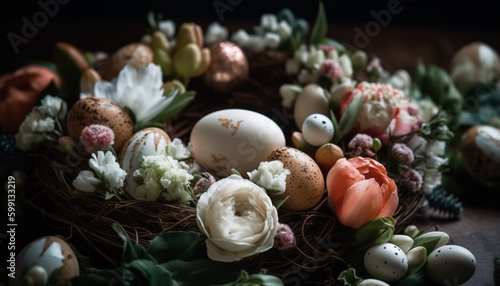 Springtime celebration Fresh flowers, organic decoration, homemade gift generated by AI © djvstock