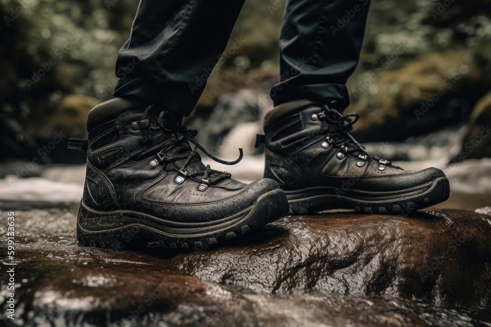 Hiker Trekking Through Wilderness Backdrop Generative AI Hiker Trekking Through Wilderness Backdrop Generative AI