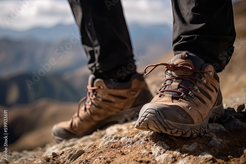 Hiker Through Mountain Backdrop Generative AI
