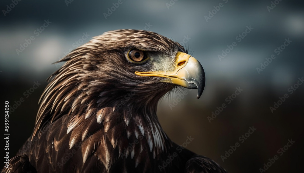 Majestic bird of prey perching in tranquility generated by AI Majestic bird of prey perching in tranquility generated by AI