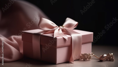 Shiny gift box wrapped in elegant silk generated by AI