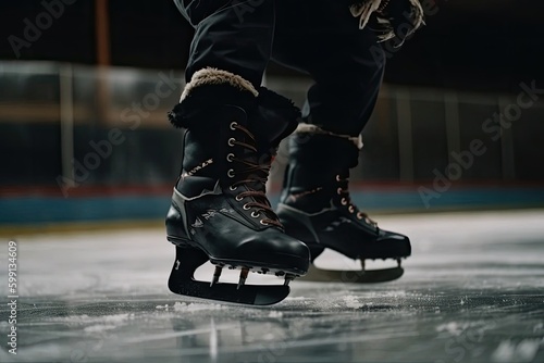 Hockey Skater Ice Skating On Rink Background Generative AI