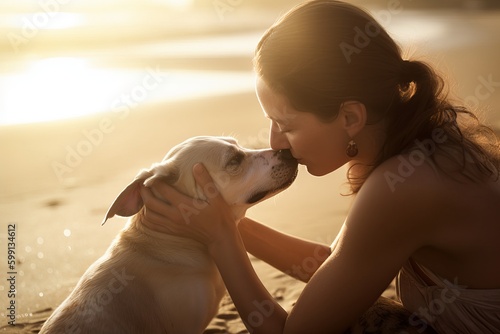 Fotografija Heartwarming scene between mothers and their beloved pets or animals, showcasing