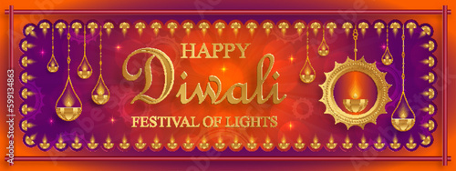 Festive Diwali and Deepawali card. The indian festival of lights