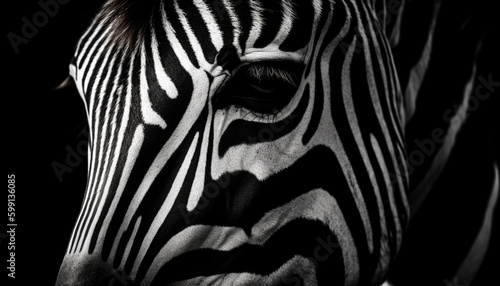 Striped zebra beauty in nature monochrome elegance generated by AI