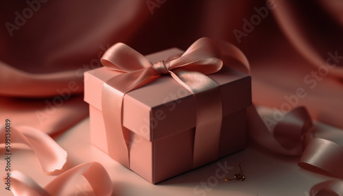 Silk wrapped gift box, shiny chocolate inside generated by AI © djvstock