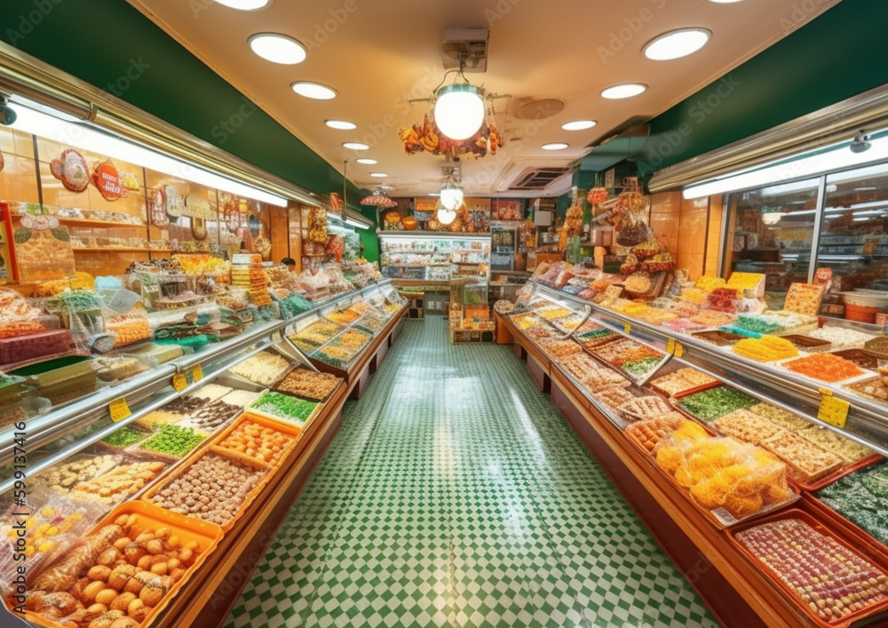 Fototapeta premium indoor or interior super market with Generative AI