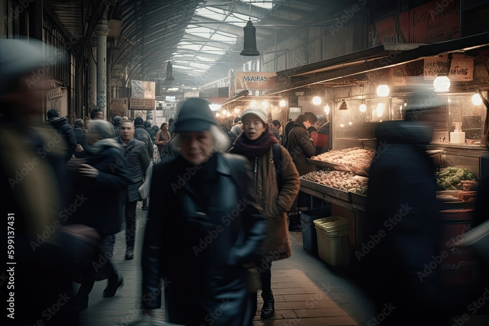 Marketplace Fast Motion People Crossing Street With People Background Generative AI Marketplace Fast Motion People Crossing Street With People Background Generative AI