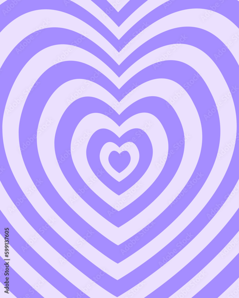 Groovy psychedelic poster in y2k style. Repeating purple hearts background in trendy retro 2000s design. Cute girly vector illustration in pastel colors. Groovy psychedelic poster in y2k style. Repeating purple hearts background in trendy retro 2000s design. Cute girly vector illustration in pastel colors.