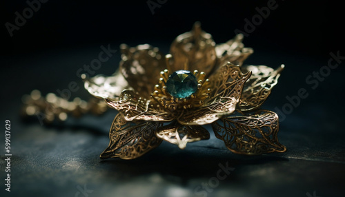 Shiny gemstone jewelry, gold fashion luxury elegance generated by AI