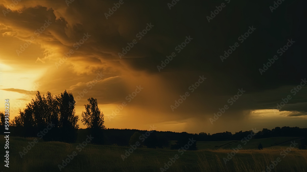 sunrise over the field. Generative Ai sunrise over the field. Generative Ai