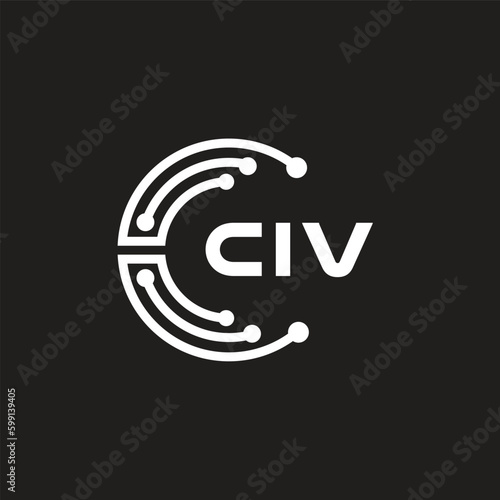 CIV letter technology logo design on black background. CIV creative initials letter IT logo concept. CIV letter design.  