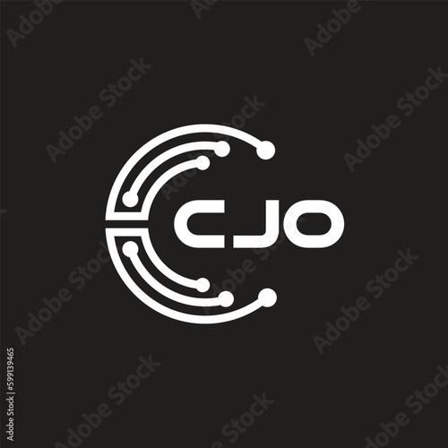 CJO letter technology logo design on black background. CJO creative initials letter IT logo concept. CJO letter design.	
 photo