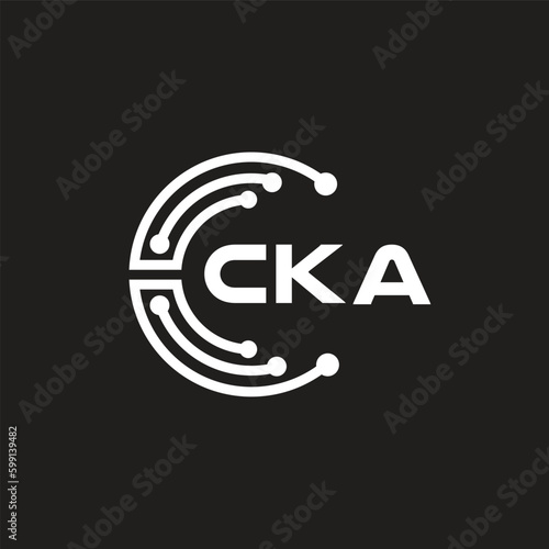 CKA letter technology logo design on black background. CKA creative initials letter IT logo concept. CKA letter design.	
 photo