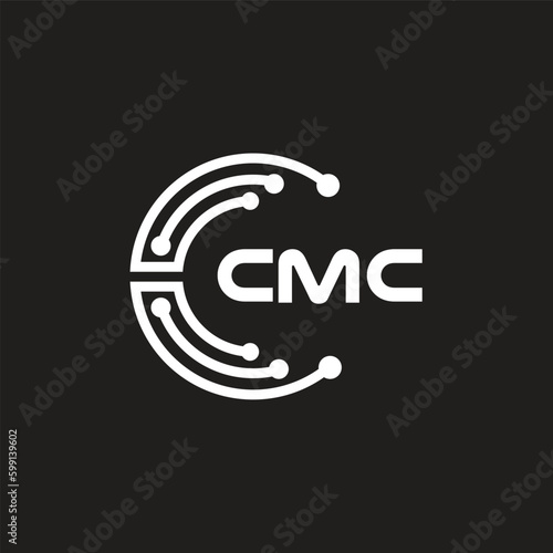 CMC letter technology logo design on black background. CMC creative initials letter IT logo concept. CMC letter design.  