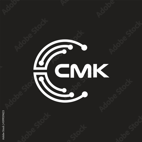 CMK letter technology logo design on black background. CMK creative initials letter IT logo concept. CMK letter design.	
 photo