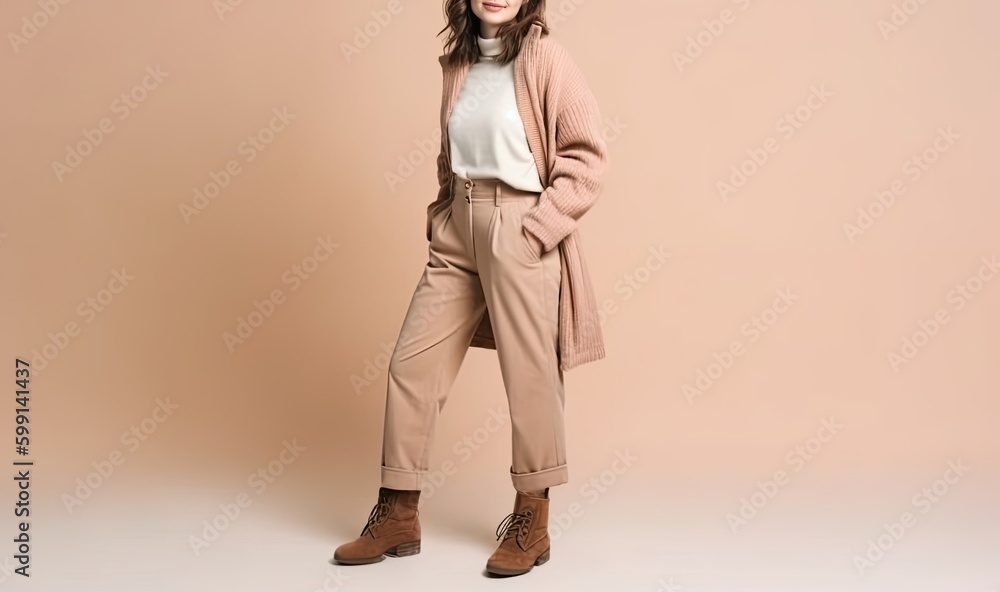 Casual Wear Girl Blank Backdrop Generative AI Casual Wear Girl Blank Backdrop Generative AI