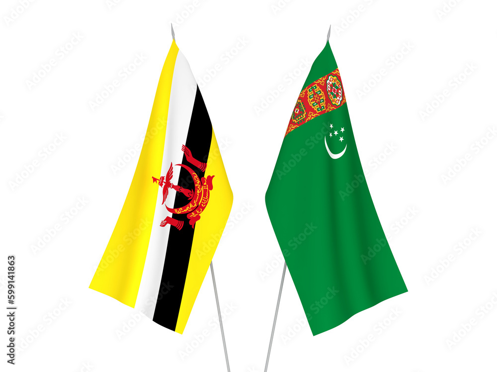 Turkmenistan and Brunei flags Turkmenistan and Brunei flags