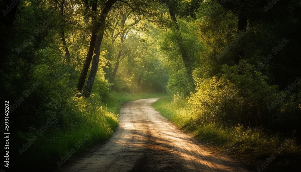 Obraz premium Vibrant colors of autumn leaves on forest path generated by AI