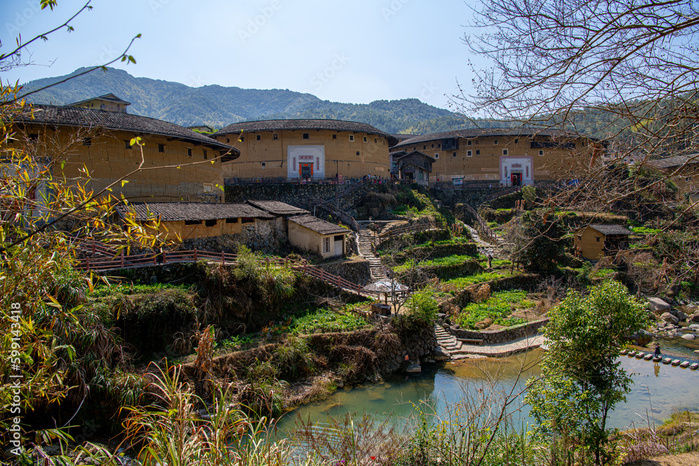 Chuxi Tulou Cluster. Tulou is the unique traditional rural dwelling of Hakka. Capture translation fron Chinese: 