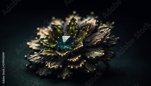 Shiny gemstone jewelry, gold and crystal elegance generated by AI