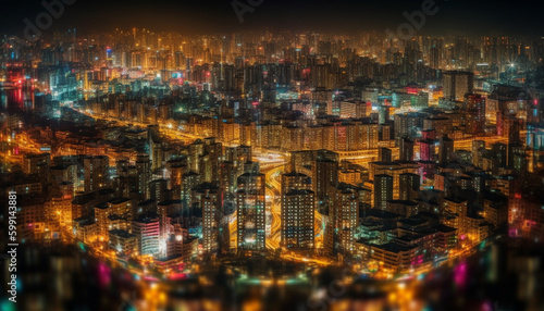 Wallpaper Mural Glowing cityscape, modern architecture, financial district growth generated by AI Torontodigital.ca