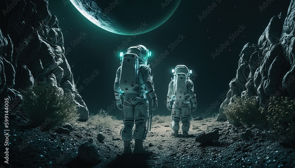 Astronauts in space look to abandoned in the dark, astronauts