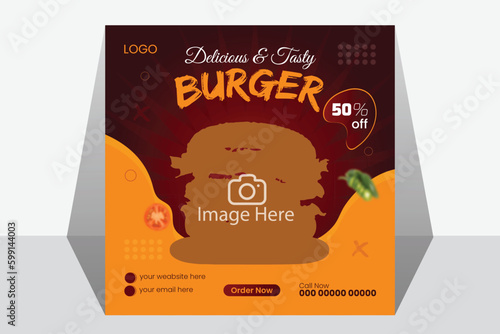 Social media template design for food, with Shapes variations suitable for post restaurant advertising and digital culinary promotion, Garden backgrounds.