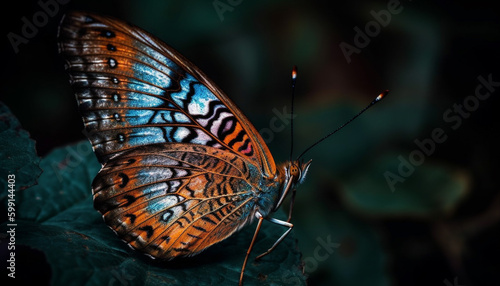 Multi colored butterfly wing, fragile beauty in nature generated by AI © djvstock