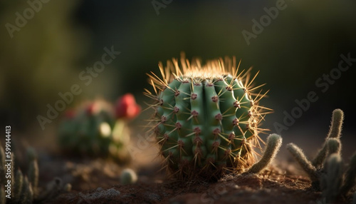 Prickly pear cactus branch, sharp and spiked generated by AI