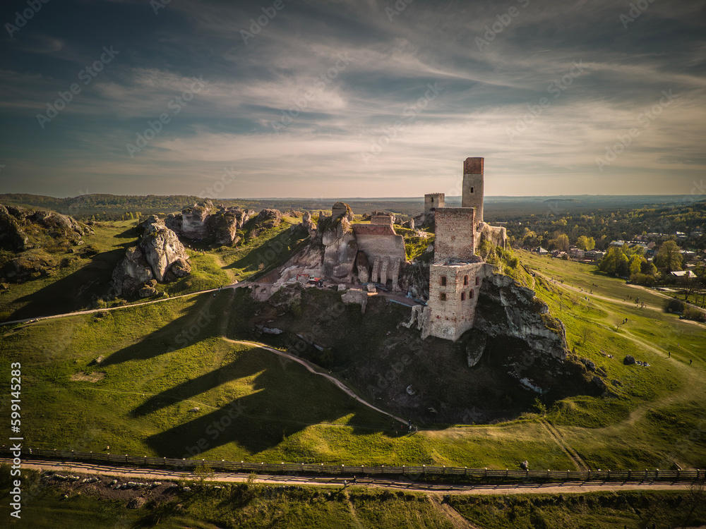 Castle ruins in Olsztyn near Czestochowa, Silesia, Poland.