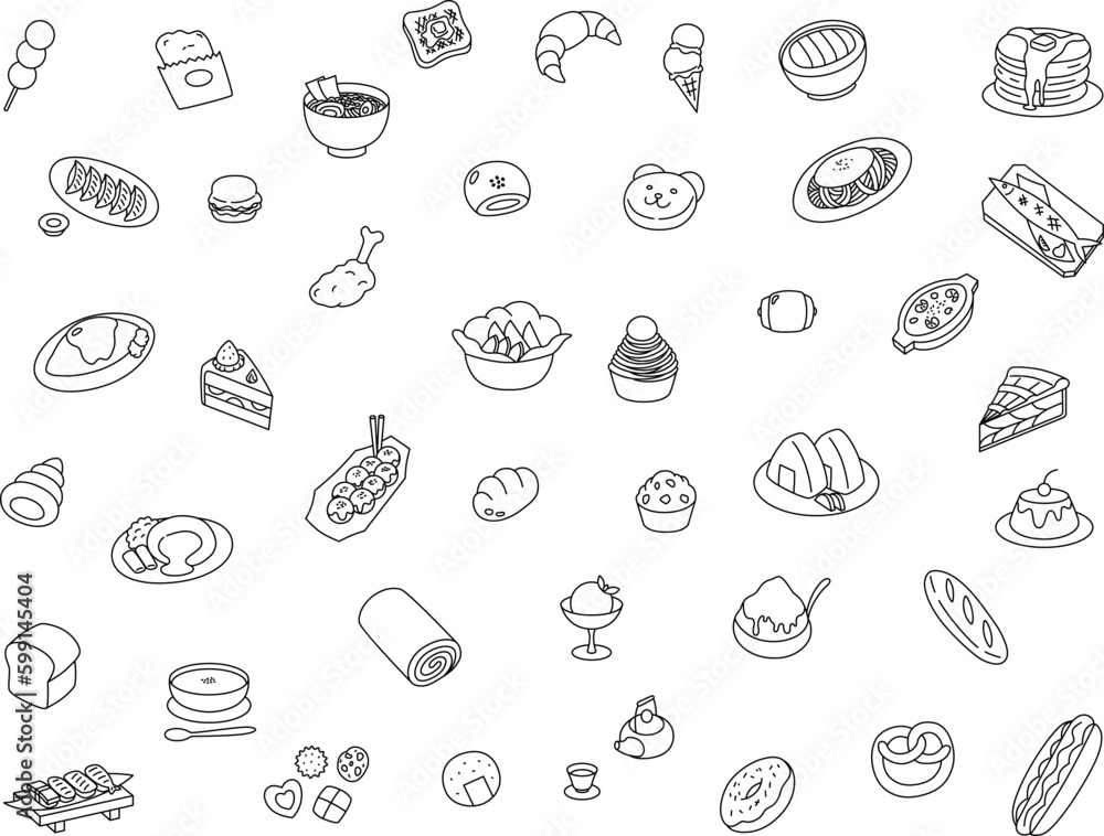 食べ物の壁紙線画イラスト